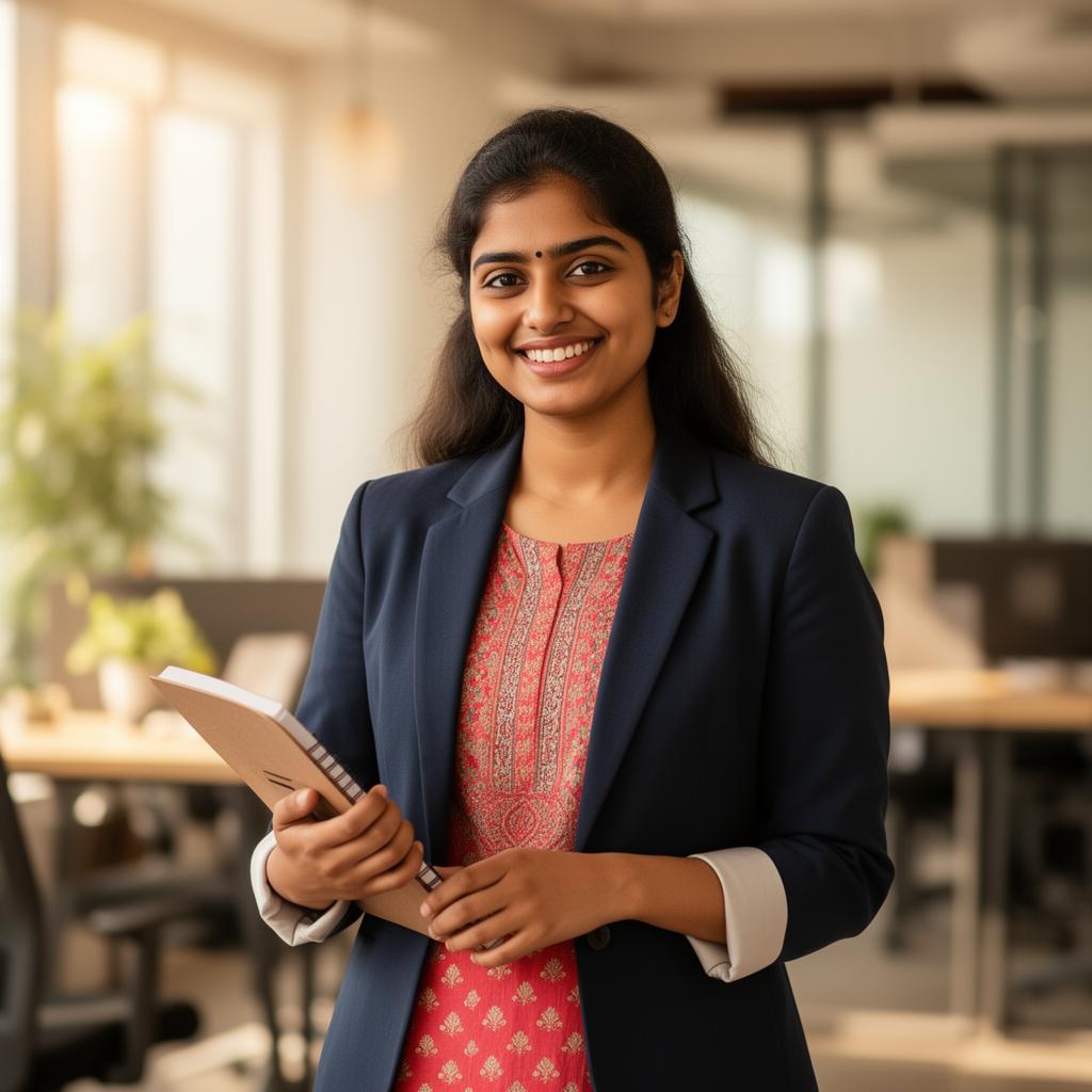 Confident young Indian professional ready for a global career